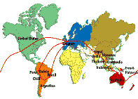 Belgium - India - Nepal - Myanmar - Thailand - Laos - Cambodia - Indonesia - Australia - French Polynesia - Peru - Bolivia - Argentina - Brazil - Belgium
